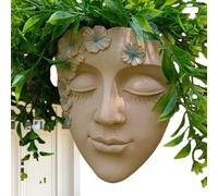 container, wall plant container, wall plant container with head-header resin approx. 16 x 9 x 18 cm in khaki/black and white for modern interiors - ideal for