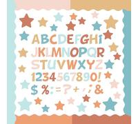 Containlol 188 Pcs Retro Groovy Boho Color Glitter Bulletin Poster Board Borders Letter Star Cutout Set Include 59 ft Bulletin Trim Alphabet Letter Stars Number Punctuations for Classroom School Decor