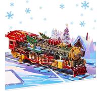 Containlol 3D Pop up Christmas Card Vintage Steam Train with Envelope | Handcrafted Holiday Greeting with Train Design, For Xmas New Year Winter Celebrations, Measures 6x8 Inches When Folded