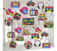 Containlol 53 Pieces 80s Party Decorations, Retro 1980s Hip Hop Party Hanging Swirls Ceiling Decor for Adults Back to the 80s 1980s Throwback Birthday Neon Rock Hippie Supplies