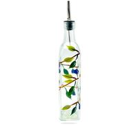 Containly Glass Olive Branch Oil/Vinegar Glass Cruet for Kitchen, 16 oz Olive Oil Dispenser With Stainless Steel Spout for Easy Pouring