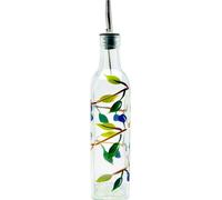 Containly Glass Olive Branch Oil/Vinegar Glass Cruet for Kitchen, 8 oz Olive Oil Dispenser With Stainless Steel Spout for Easy Pouring