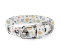 Contains Many Hearts Dog Collar with Metal Buckle Collar Handmade Traction Protective Sleeve for Small Medium Dogs Cats and Pets