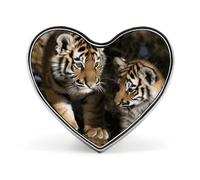 Contains Many Hearts Lapel Pin, Metal Heart Lapel Pins, Fashion Badge for Shirts, Jackets, Hats, Siberian tiger, Love form