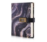 Contanbor Diary with Lock for Girls Women,Journal Secret Diary with Combination Lock,PU Leather Password Notebook A5 Refillable Notebook Writing Travel Journal Gift 192 Pages(black)