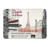 Conté à Paris 750411 Esquisse Set in Metal Box - 7 Sketch Pencils, 6 Carré Chalks and Accessories - Eraser, Stumps