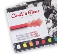 Conté a Paris Crayons - 12 Coloured Square Pastels in Square Design - 12 Colours
