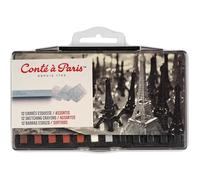 Conté Carré 50247 Pastel Chalks Set of 12 Hard Chalks in Rectangular Shape, Colourful, for Sketches and Drawings on All Types of Paper or Cardboard, 12 Pastels in a Set of Esquiss Mixed