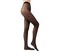 Conte elegant Moon 30 Denier Women's Tights Patterned Moon Motif Fine Elastic with Cotton Gusset Reinforced Toe Fashionable Stylish Everyday Evening Wear Black, nero, M