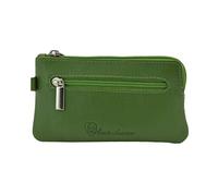 CONTE MASSIMO Unisex Keycase Holder, Genuine Leather, 2 Pockets with zipper and Hooks, with Gift Box Green Rings -