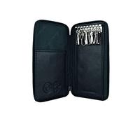CONTE MASSIMO Unisex Keychain, Genuine Leather with Zipper, Hooks and Pockets, With Gift Box Large Black -