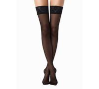 Conte Sheer Stockings Silicone Lace Top Stay Ups Class 20 Den, Black (Nero), M/L