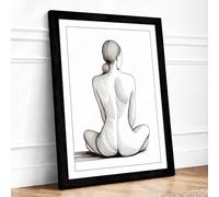 Contemplative Back Study Minimalist Framed Wall Art Print A1 (84.1×59.4cm) Black, Wall Decor for Living Room, Bedroom, Office & Home, Ready to Hang, Art Gift