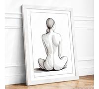 Contemplative Back Study Minimalist Framed Wall Art Print A1 (84.1×59.4cm) White, Wall Decor for Living Room, Bedroom, Office & Home, Ready to Hang, Art Gift