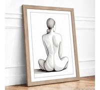 Contemplative Back Study Minimalist Framed Wall Art Print A3 (42×29.7cm) Oak, Wall Decor for Living Room, Bedroom, Office & Home, Ready to Hang, Art Gift