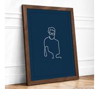 Contemplative Line Study Minimalist Framed Wall Art Print A1 (84.1×59.4cm) Walnut, Wall Decor for Living Room, Bedroom, Office & Home, Ready to Hang, Art Gift