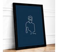 Contemplative Line Study Minimalist Framed Wall Art Print A2 (59.4×42cm) Black, Wall Decor for Living Room, Bedroom, Office & Home, Ready to Hang, Art Gift