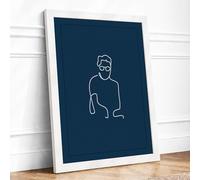 Contemplative Line Study Minimalist Framed Wall Art Print A3 (42×29.7cm) White, Wall Decor for Living Room, Bedroom, Office & Home, Ready to Hang, Art Gift