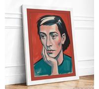 Contemplative Stranger Retro Framed Wall Art Print A2 (59.4×42cm) White, Wall Decor for Living Room, Bedroom, Office & Home, Ready to Hang, Art Gift