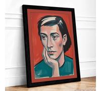 Contemplative Stranger Retro Framed Wall Art Print A3 (42×29.7cm) Black, Wall Decor for Living Room, Bedroom, Office & Home, Ready to Hang, Art Gift