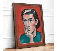 Contemplative Stranger Retro Framed Wall Art Print A3 (42×29.7cm) Walnut, Wall Decor for Living Room, Bedroom, Office & Home, Ready to Hang, Art Gift
