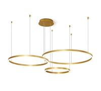 Contemporary 3 Ring Chandelier Lighting with Remote Control,Gold Minimalism Ceiling Light Fixture Adjustbable Height Luxury Ceiling Light for Large Space,Foyer,Entrance,Dining room