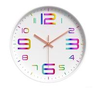 Contemporary 30cm Wall Clock with 3D Rainbow Numerals and Silent Quartz Movement for Interior Spaces (white)