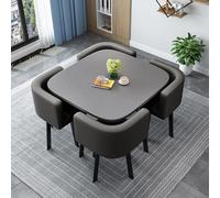 Contemporary 4 Piece Wooden Dining Set with Round Square Table & 80 cm Chairs Modern Furniture for Kitchen Dining Room and Small Spaces