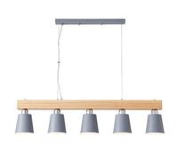 Contemporary 5 Light Linear with Metal Shade for Kitchen Island Modern Grey Wood Fixture Dining Room and Living 100x23cm