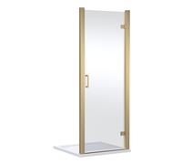 Contemporary 8mm Glass Reversible Hinged Shower Door, 900mm, Brushed Brass