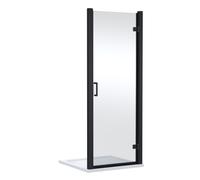 Contemporary 8mm Glass Reversible Hinged Shower Door, 900mm, Matt Black