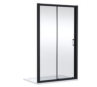 Contemporary 8mm Glass Sliding Reversible Sliding Shower Door, 1400mm, Matt Black
