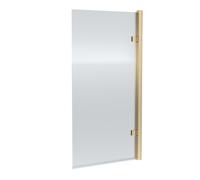 Contemporary 8mm Toughened Safety Glass Square Hinged Fluted Bath Screen - 1520 x 830 x 24mm - Brushed Brass