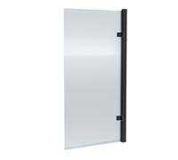 Contemporary 8mm Toughened Safety Glass Square Hinged Fluted Bath Screen - 1520 x 830 x 24mm - Matt Black