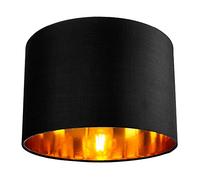 Contemporary Cotton Lamp/Light Shade with Shiny Paper Inner Happy Homewares Black 12 inches