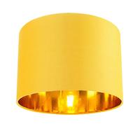 Contemporary and Chic Ochre Cotton 10" Table or Pendant Circular Drum Lamp Shade with Shiny Gold Inner - 60watt Maximum by Happy Homewares