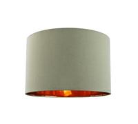 Contemporary and Chic Olive Green Cotton 10" Table or Pendant Circular Drum Lamp Shade with Shiny Copper Inner - 60watt Maximum by Happy Homewares