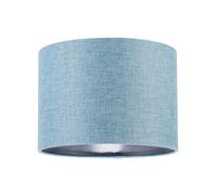 Contemporary and Sleek 10 Inch Blue Nova Linen Fabric Drum Lamp Shade 11w Maximum | 25cm Diameter | for Table Lamp or Pendant by Happy Homewares