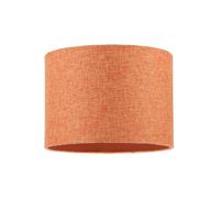Contemporary and Sleek 10 Inch Rustic Orange Linen Fabric Drum Lamp Shade 11w Maximum | 25cm Diameter | for Table Lamp or Pendant by Happy Homewares