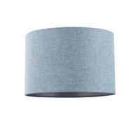 Contemporary and Sleek 12 Inch Blue Nova Linen Fabric Drum Lamp Shade 60w Maximum | 30cm Diameter | for Table Lamp or Pendant by Happy Homewares