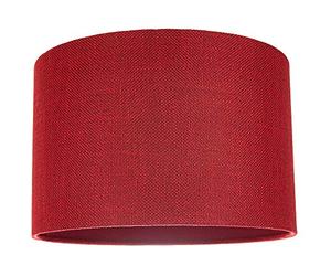 Contemporary and Sleek 12 Inch Deep Red Natural Linen Fabric Drum Lamp Shade 60w Maximum | 30cm Diameter | for Table Lamp or Pendant by Happy Homewares