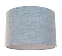 Contemporary and Sleek 12 Inch Light Blue Slate Textured Linen Fabric Drum Lamp Shade 60w Maximum | 30cm Diameter | for Table Lamp or Pendant by Happy Homewares