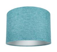 Contemporary and Sleek 12 Inch Teal Linen Fabric Drum Lamp Shade 60w Maximum | 30cm Diameter | for Table Lamp or Pendant by Happy Homewares