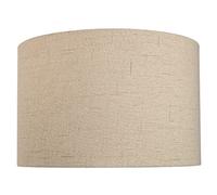 Contemporary and Sleek 14 Inch Taupe Linen Fabric Drum Lamp Shade 60w Maximum | 35cm Diameter | for Table/Floor Lamp or Pendant by Happy Homewares