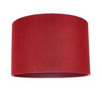 Contemporary and Sleek 12 Inch Deep Red Natural Linen Fabric Drum Lamp Shade 60w Maximum | 30cm Diameter | for Table Lamp or Pendant by Happy Homewares