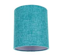 Modern and Sleek Teal Linen Fabric Small Cylindrical Lamp Shade 60w Maximum | 16cm Width | for Table Lamp, Wall or Pendant | Inner Silver Satin Lining by Happy Homewares