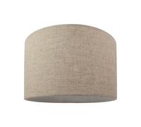 Contemporary and Stylish Natural Linen 12" Drum Lamp Shade in Oatmeal | 30cm Diameter | 60w Maximum by Happy Homewares