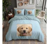 Contemporary Animals Duvet Cover Set,3D Reversible Double-Sided Printed Bedding |Microfiber Cute cartoon pet dog Duvet Cover with Zip Closure and Corner Ties,Botanical Bedroom Decor,Double,200*200cm