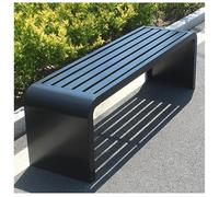 Contemporary Armless Metal Park Bench - Outdoor Garden Furniture for Beach, Patio, Pool & Lawn - Black, 150x40x45cm - Stylish Seating Solution for Parks & Gardens