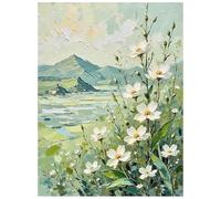Contemporary Art Elegant Flowers Hand Painted Modern Aesthetic Green Landscape Artwork Floral Oil Paintings On Canvas Wall Art For Home Decorations Wall Decor 50X70Cm（20X28 Inch)